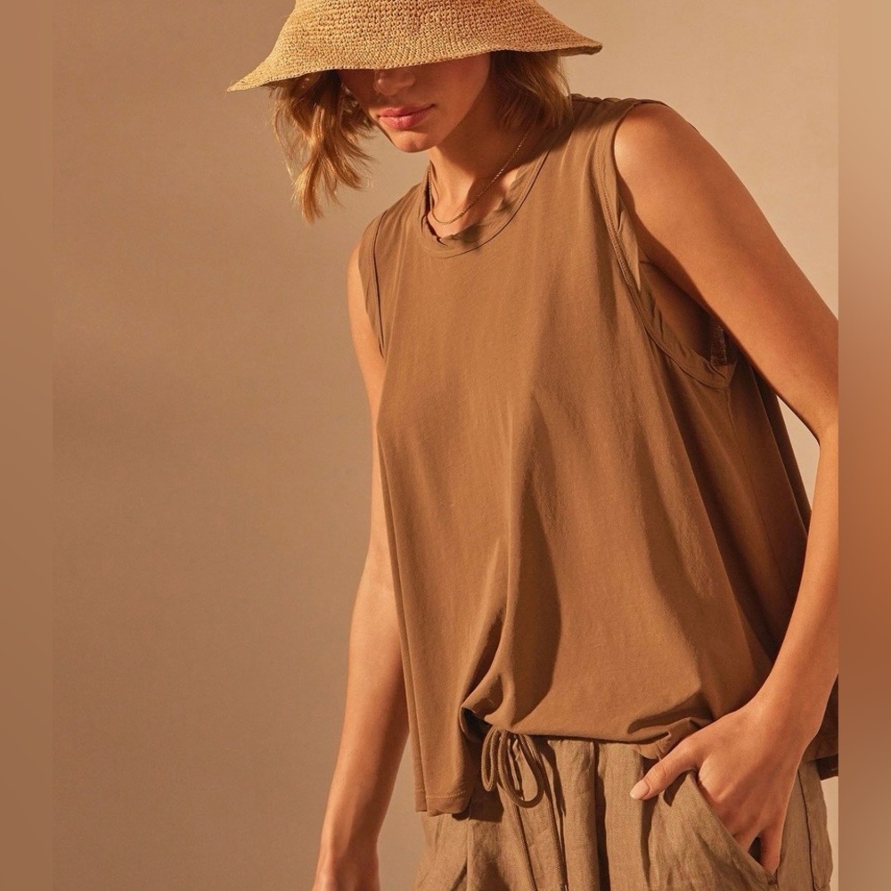 James Perse High Gauge Babydoll Shell Top in Palm Size XS (0) NWT Retail $105